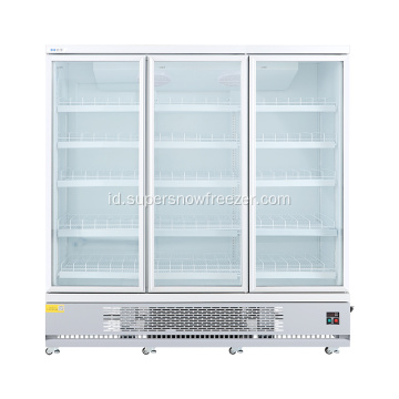 Double Upright Transparan Kaca Pintu Freezer
